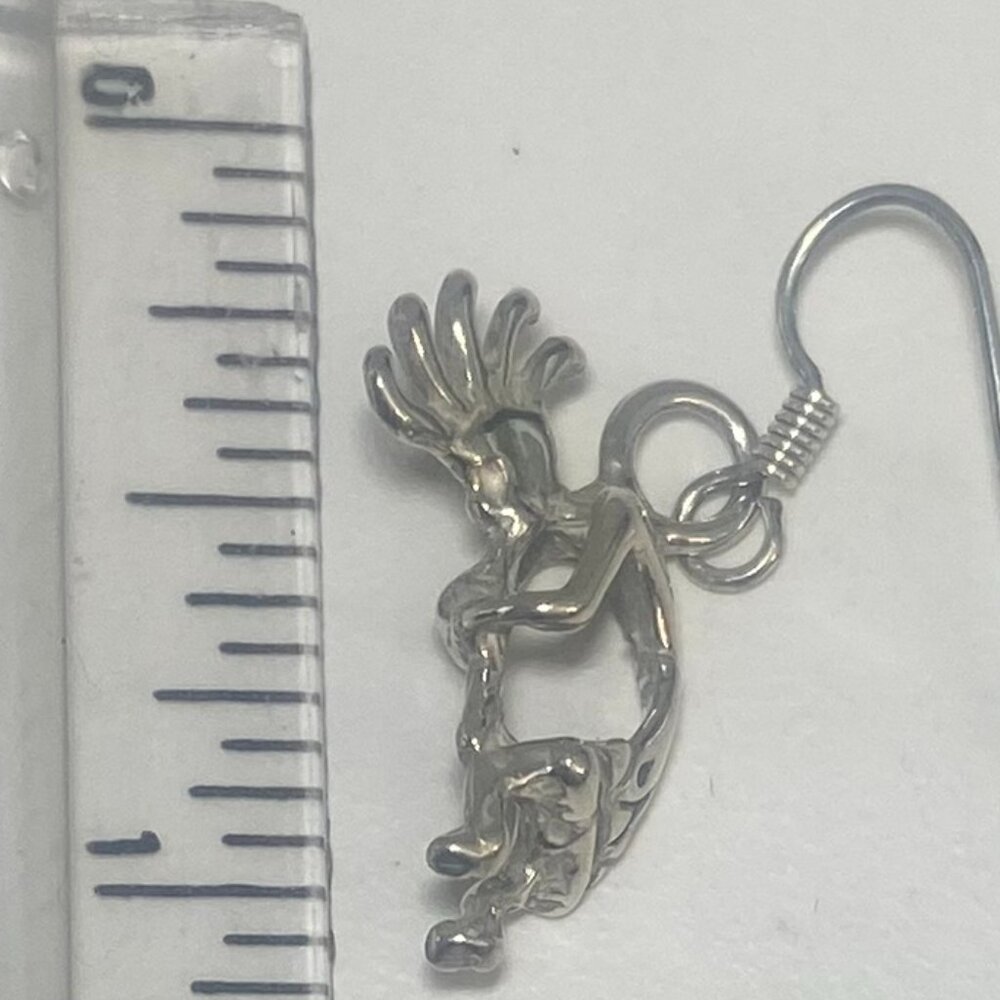 Vintage Kokopelli Flute Player Earrings Sterling Silver with Engraving - Picture 4 of 4